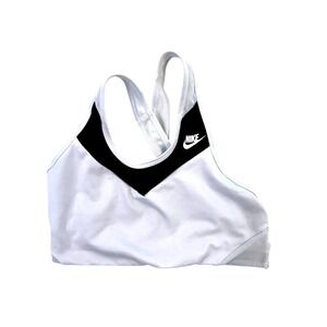 Nike Dri-FIT Sports Bra Women SM Blk White Racerback Medium Support Workout Gym